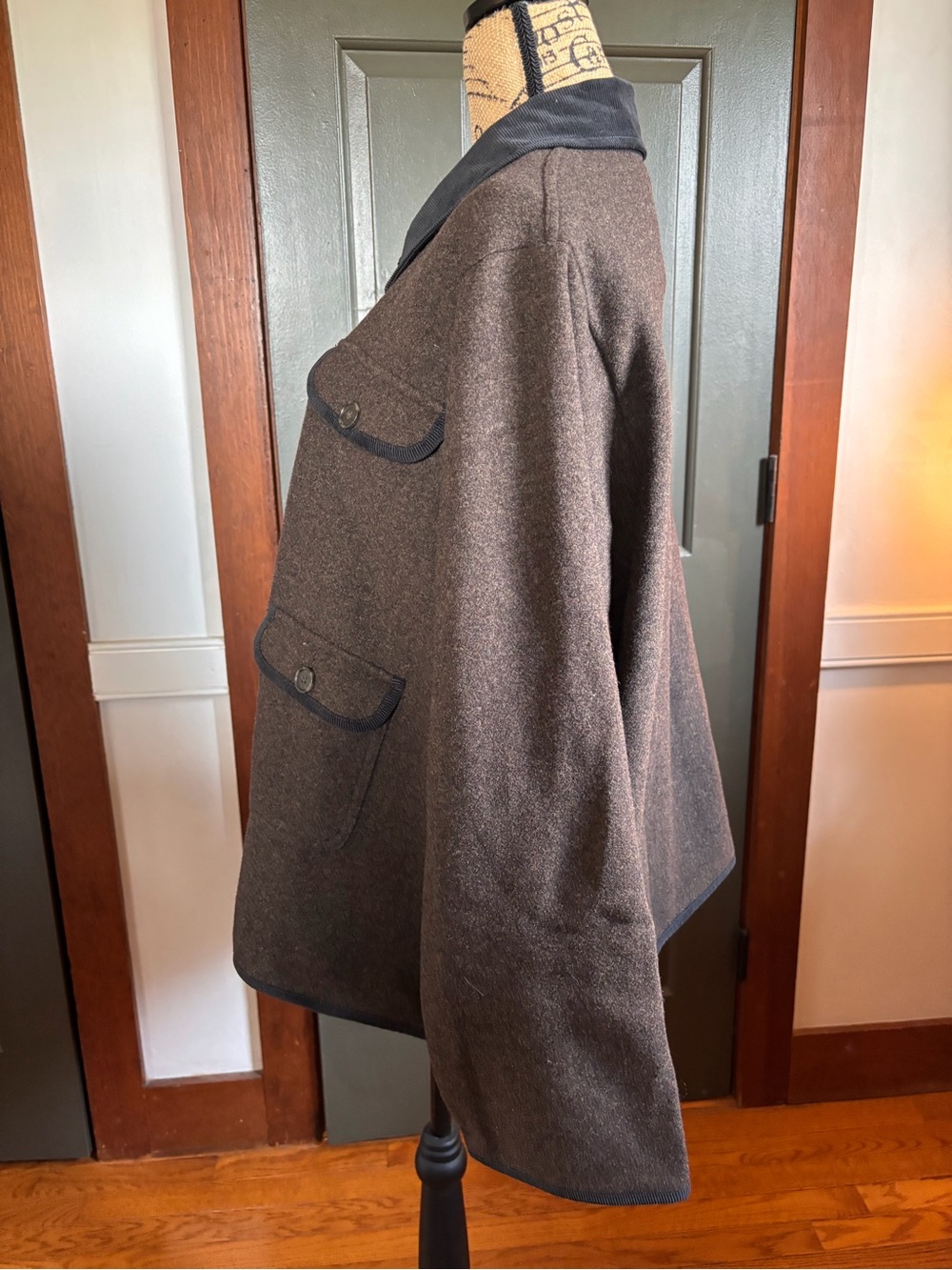 J. Crew Brown Wool-Blend Button Jacket with Brown corduroy trim. Fall,winter - Picture 7 of 12